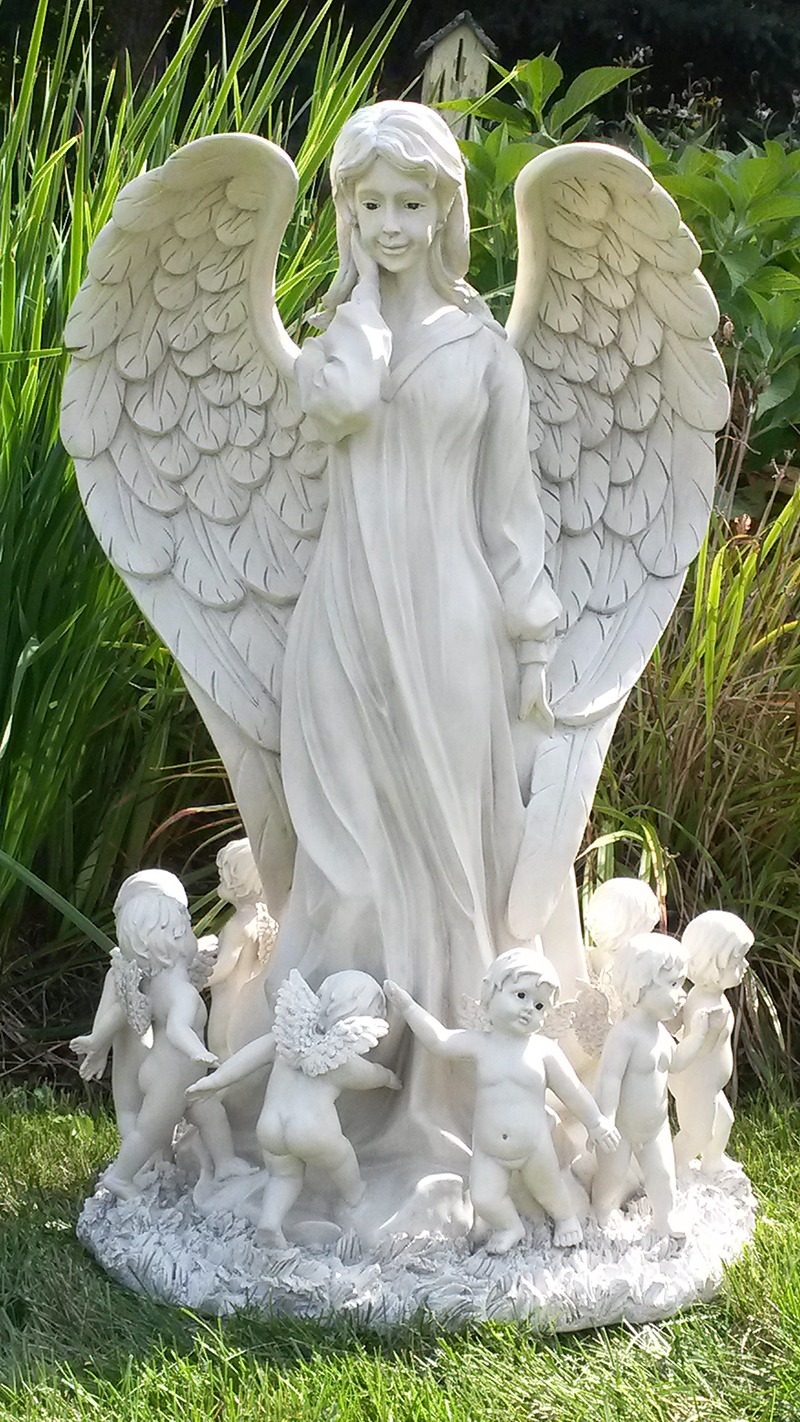 KiaoTime-PAIR of Resin Angel Cherub Figurine Lawn Statue Garden Sculpture 4.25" 