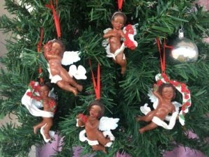 African American Christmas Tree Ornaments with Cherubs