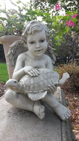 Cherub Garden Statue with Turtle